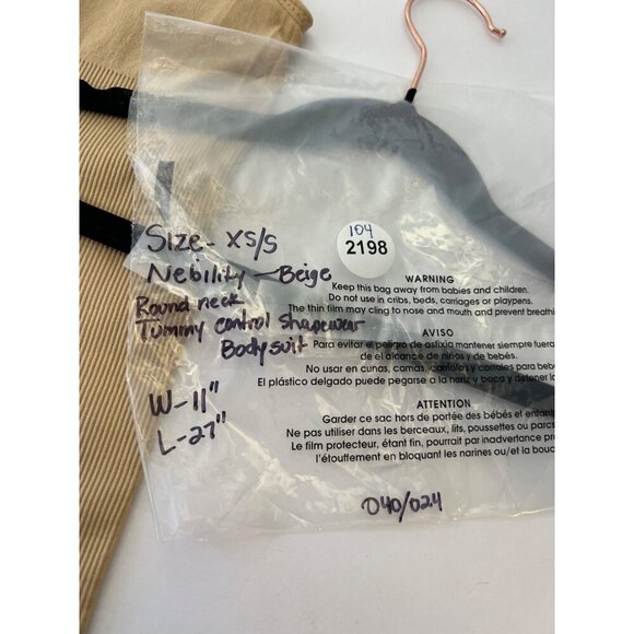 Seamless Shapewear Bodysuit With Ribbed Details In Beige -Size XS/S - Picture 8 of 8